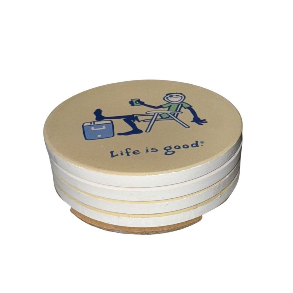 Life Is Good Cork-Backed Drink Coasters